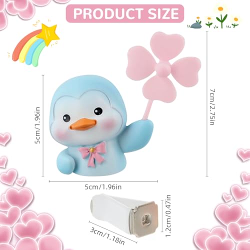 STHIRA® Car Perfume Diffuser Cute Blue Little Penguin with Rotating Swivel Fan Car Air Freshener with 2 Scent Tablets Cartoon Resin Car Charm Car Decoration Items Interior Car Decorative Items - Image 3