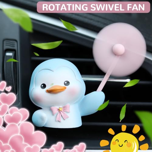 STHIRA® Car Perfume Diffuser Cute Blue Little Penguin with Rotating Swivel Fan Car Air Freshener with 2 Scent Tablets Cartoon Resin Car Charm Car Decoration Items Interior Car Decorative Items - Image 5