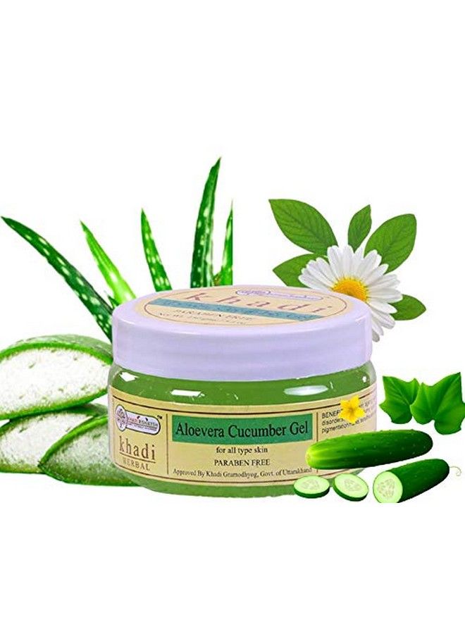 KHADI RISHIKESH Ayurvedic Aloevera Cucumber Gel Prevent Wrinklesgetting Rid Of Acne And Pimples Repair Damaged Skin & Smooth Skin Men And Women (150Gm ) - Image 2