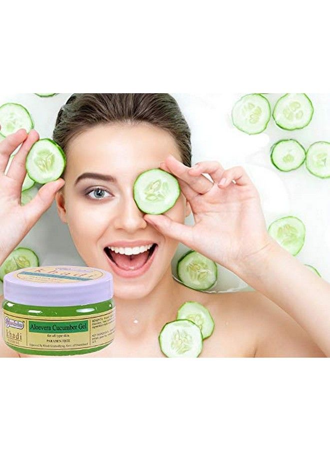 KHADI RISHIKESH Ayurvedic Aloevera Cucumber Gel Prevent Wrinklesgetting Rid Of Acne And Pimples Repair Damaged Skin & Smooth Skin Men And Women (150Gm ) - Image 3
