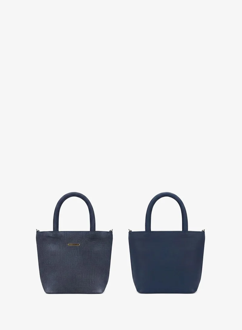 Viny Navy Blue Viny Women's 3-Piece Tote Bag Set – Faux Leather Handbag with Detachable Crossbody Strap – Work, Travel & Everyday Use – Navy Blue, Tan, Black, Grey, Apricot for Women | Best Price UAE