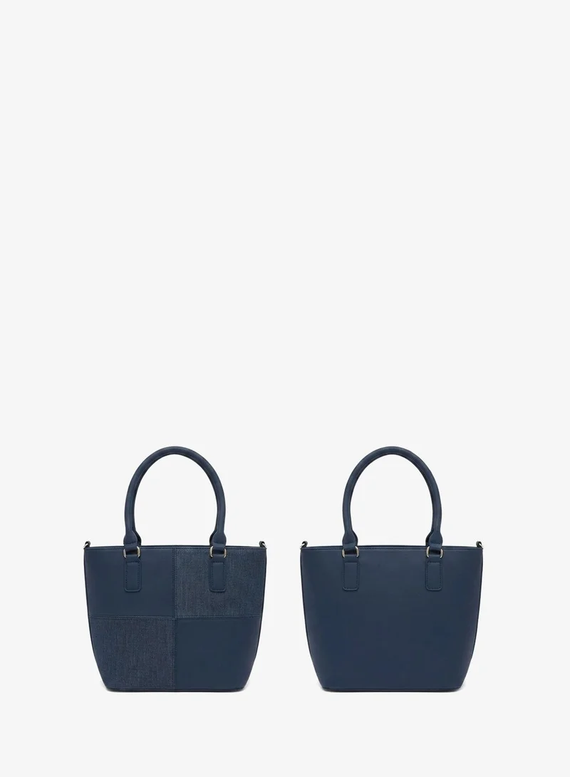 Viny Navy Blue Viny Women's 3-Piece Tote Bag Set – Faux Leather Handbag with Detachable Crossbody Strap – Work, Travel & Everyday Use – Navy Blue, Tan, Black, Grey, Apricot for Women | Best Price UAE