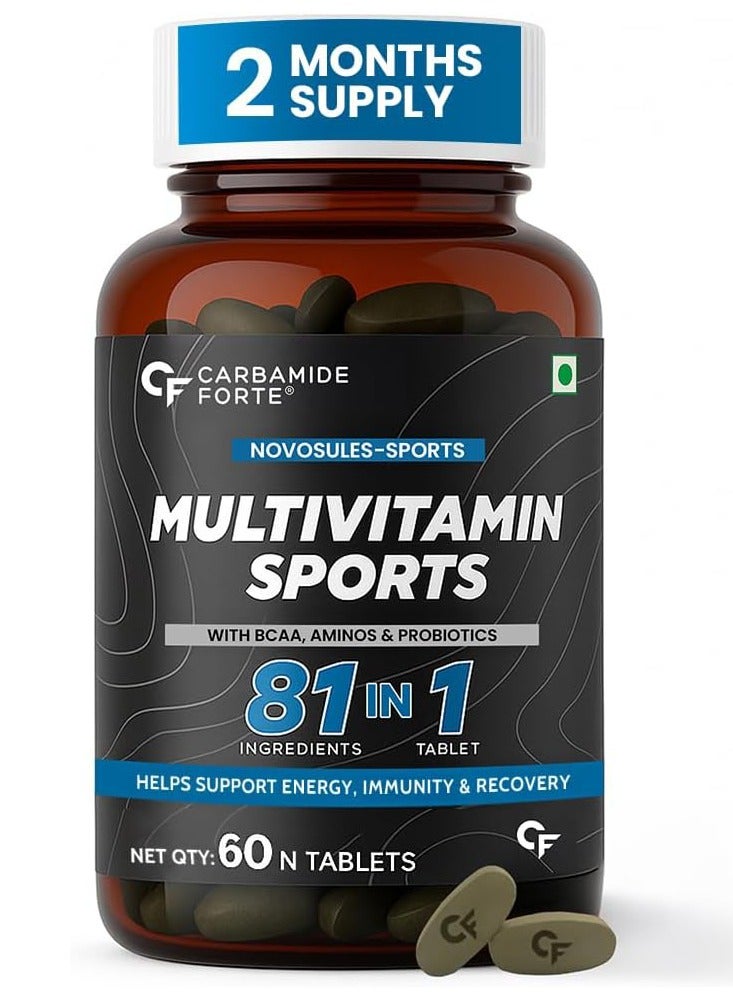 CARBAMIDE FORTE Multivitamin for Sports with BCAA, Aminos & Probiotics- 60 Tablets - Image 1