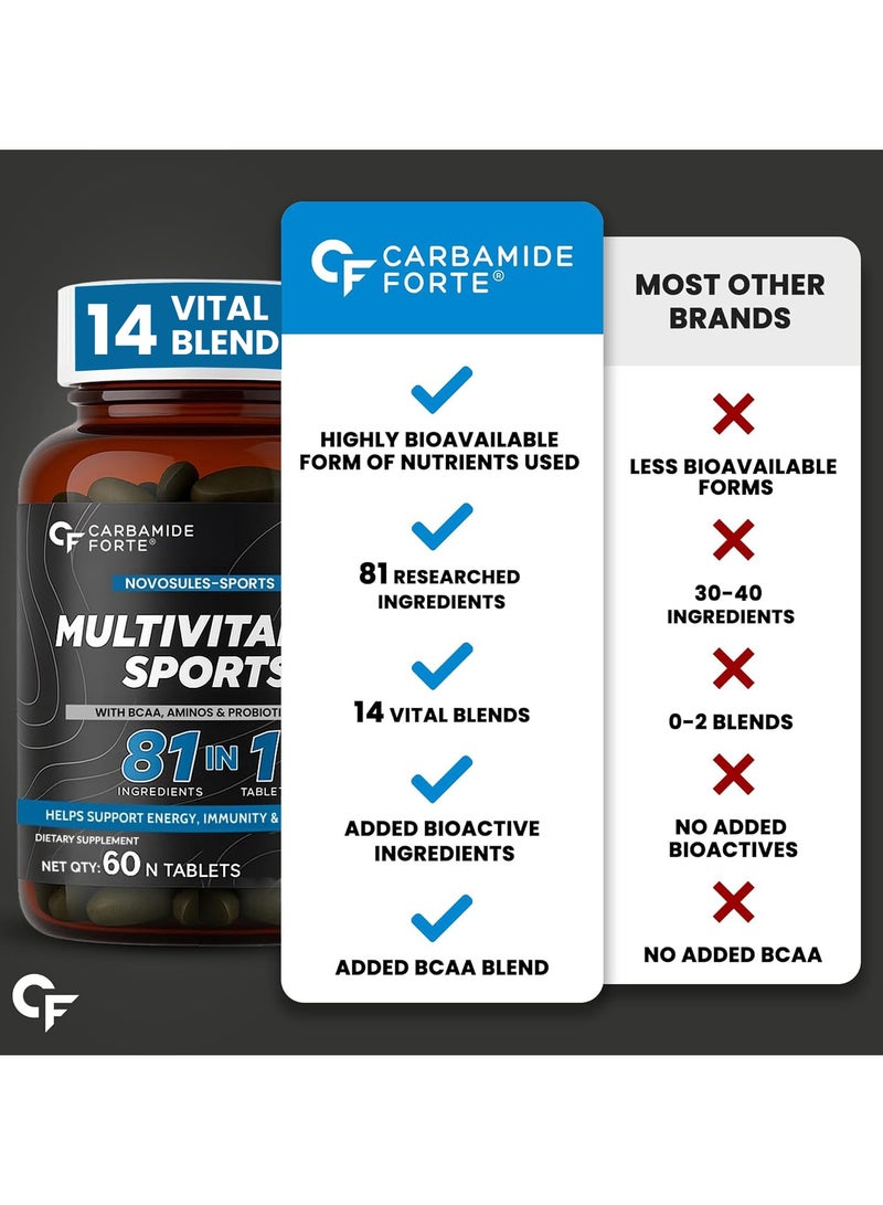 كارباميد فورتي متعدد الفيتامينات للرياضيين مع BCAA والأحماض الأمينية والبروبيوتيك - 60 قرصًا - Image 4