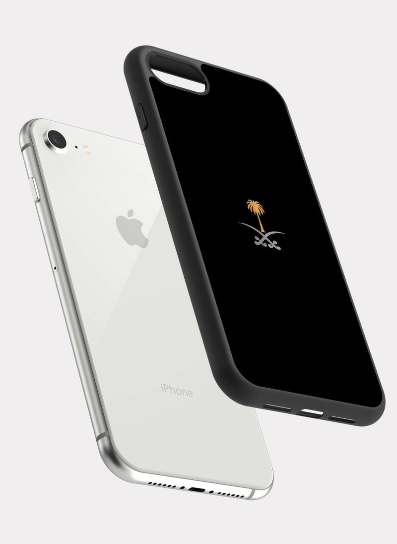 بكسلات كفر ايفون 8 شعار السعودية اسود ذهبي - Image 2