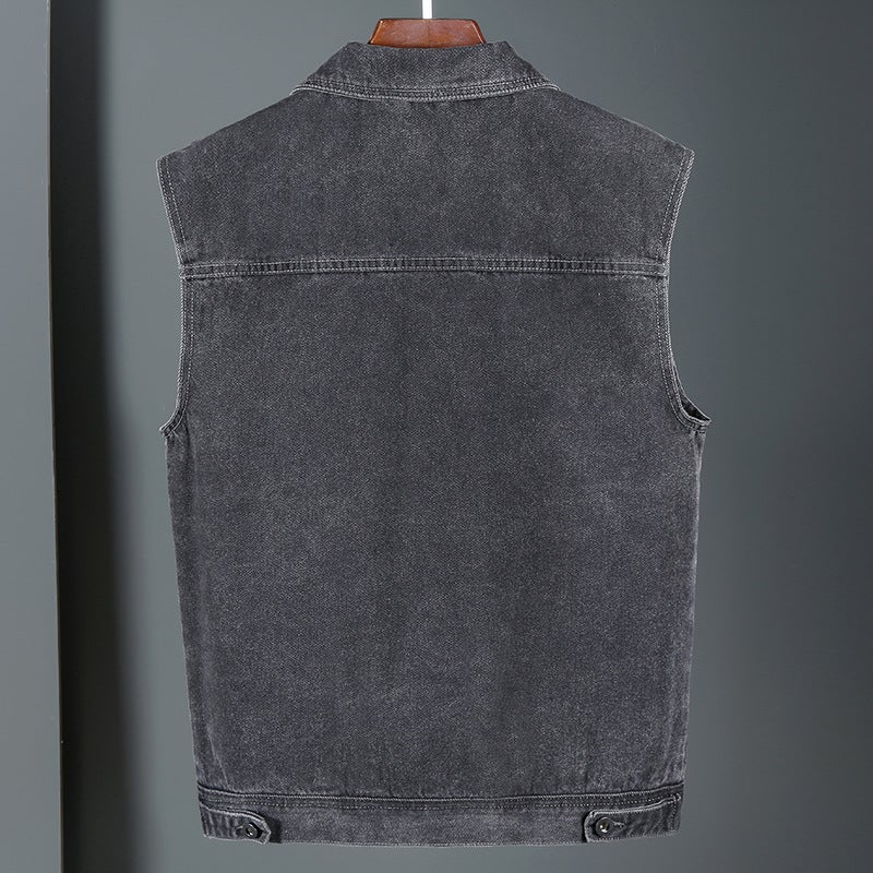Denim Vest Men'S And Women'S Instagram Fashion Brand Sleeveless Waistcoat 2024 Coat Hong Kong-Style Work Vest Vest - Image 4