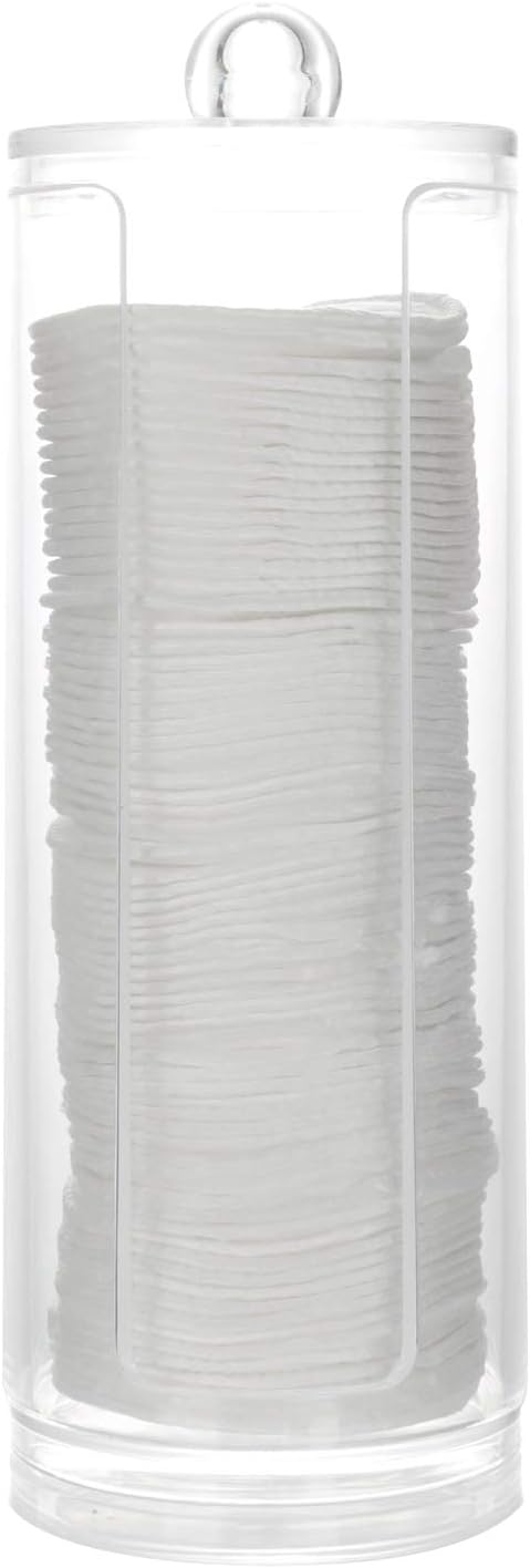 BBDOU Cosmetic Cotton Pad Holder - Acrylic Makeup Remover Organizer with Dispenser & Storage Rack