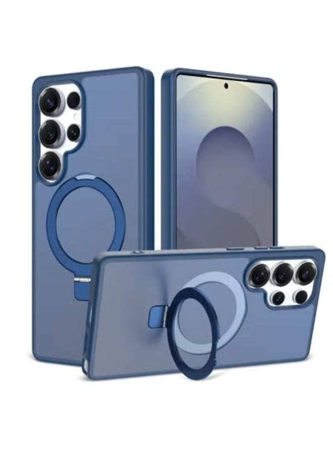 Egolav Compatible with Samsung S26 Ultra phone cases, supporting MagSafe magnetic attachment. Magnetic protective case features a built-in hidden stand. Semi-transparent matt finish drop-proof protect
