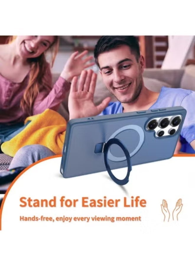 إيغوروف متوافق مع حافظات هواتف Samsung S26 Ultra، ويدعم الملحق المغناطيسي MagSafe. تتميز الحافظة المغناطيسية بقاعدة مدمجة مخفية. حافظة شبه شفافة بلمسة نهائية غير لامعة ومقاومة للسقوط. حافظة هاتف مقاومة للسقوط وحماية كاملة من الدرجة العسكرية، مناسبة لهاتف Galaxy S26 Ultra 5G (أزرق). - Image 5