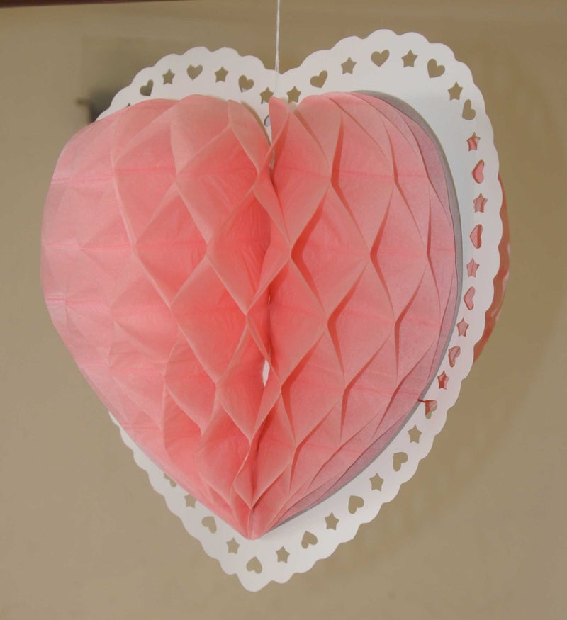 Jagmag® Paper Tissue Paper Honeycomb Party Decoration Pink/Honeycomb with Stars and Hearts/Baby Shower Honeycomb Decoration/Birthday Decoration - Image 3
