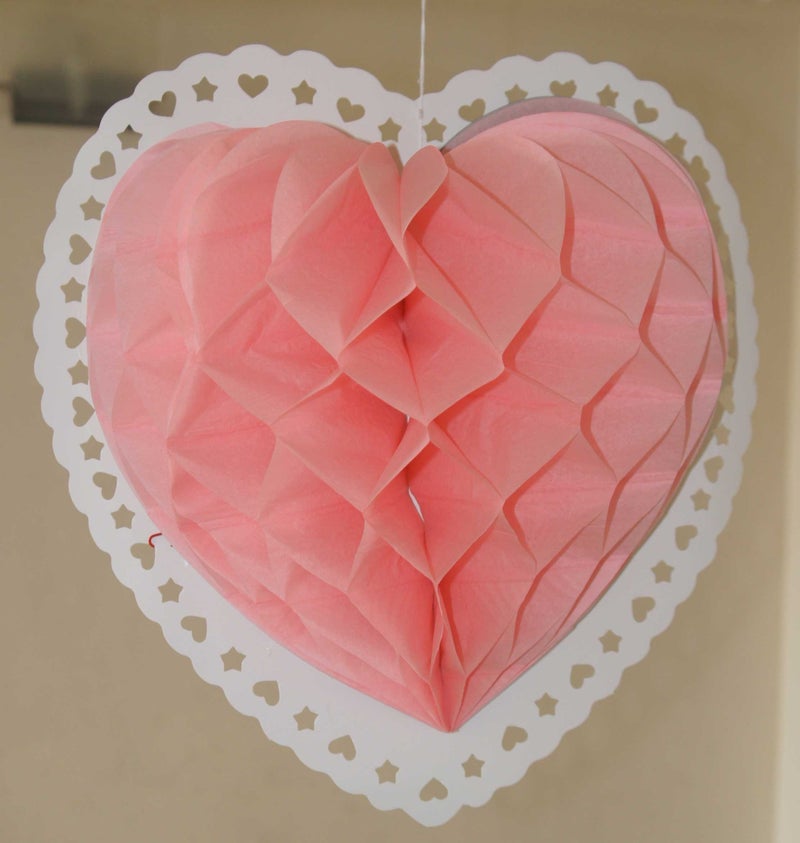 Jagmag® Paper Tissue Paper Honeycomb Party Decoration Pink/Honeycomb with Stars and Hearts/Baby Shower Honeycomb Decoration/Birthday Decoration - Image 2