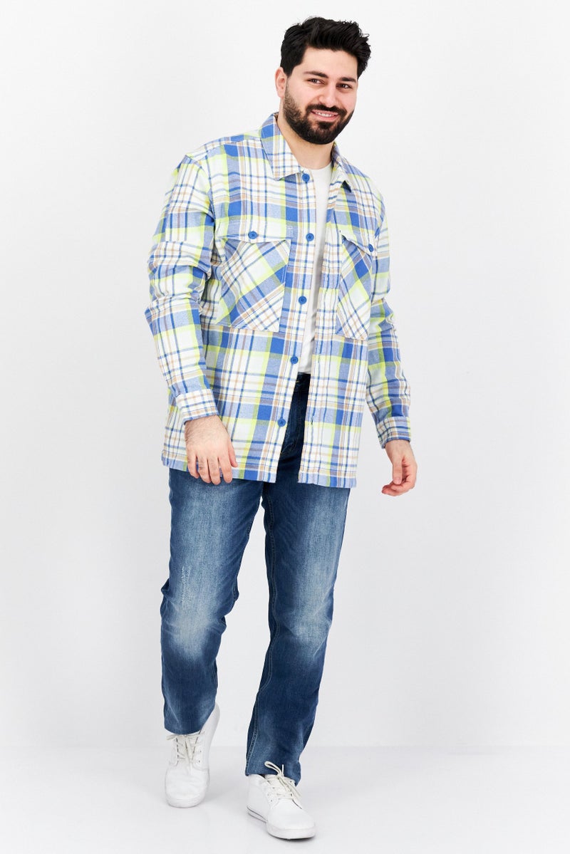 ESPRIT Men Regular Fit Long Sleeve Checkered Casual Shirt, Blue Combo - Image 2