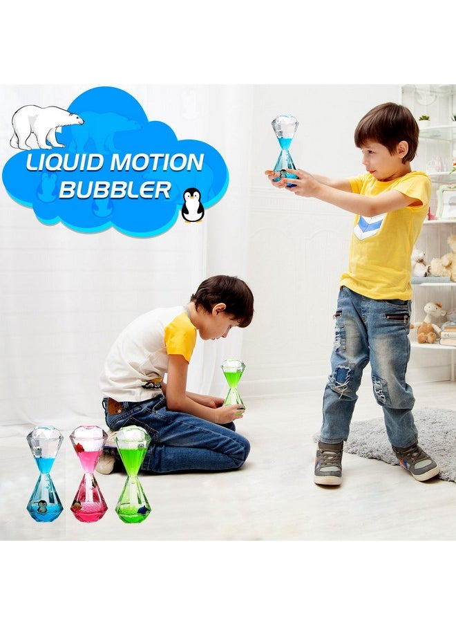 XINBAOHONG - Liquid Motion Bubbler For Kids And Adults Hourglass Liquid Bubbler Timer For Sensory Play Fidget Toy Stress Management Desk Decor(Blue) (1 Blue+1 Pink+1 Green) - Image 1