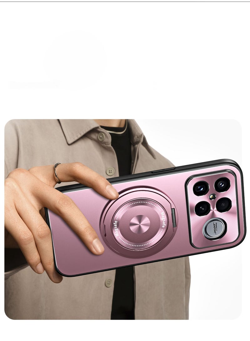 general Magnetic Case for Redmi K90 Pro max, Ring Shockproof Lens Protection Case with Hidden Stand Electroplated PC Slim Shell - Image 3