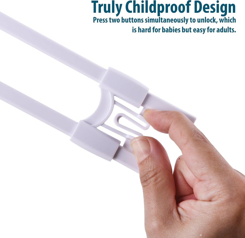 Sliding Cabinet Locks Baby Proofing – Adjustable Child Safety Latches for Knobs & Handles – 8 Pack – No Adhesive Drilling or Tools - Gray - Image 5