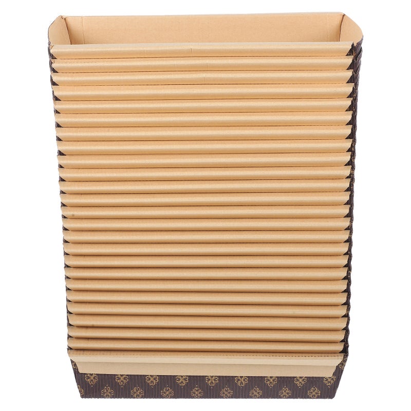 50pcs Rectangular Paper Loaf Pans - Small Disposable Bread Molds Non-Stick Cake Pan Liners Oven & Microwave Safe for Homemade Pumpkin Toast - Image 1