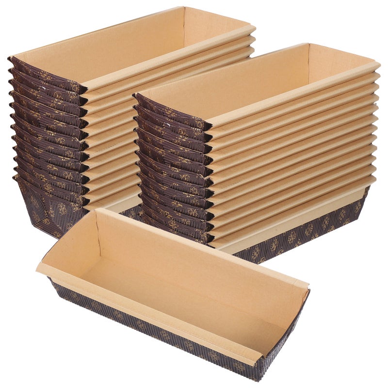 50pcs Rectangular Paper Loaf Pans - Small Disposable Bread Molds Non-Stick Cake Pan Liners Oven & Microwave Safe for Homemade Pumpkin Toast - Image 3