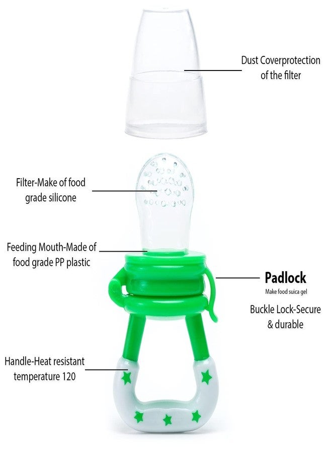 AEREX BPA-Free Silicone Fruit & Vegetable Feeder with Easy Grip Handle | Soft Pacifier | Baby Fruit Feeder | Fruit Nibbler for New Born Baby (Pack of 2, Multicolor) - Image 4