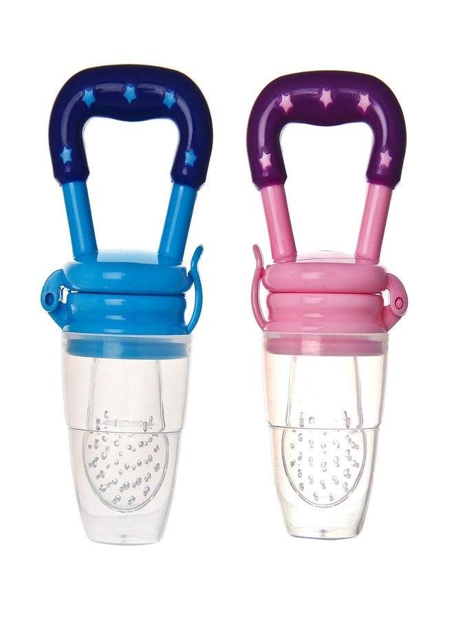AEREX BPA-Free Silicone Fruit & Vegetable Feeder with Easy Grip Handle | Soft Pacifier | Baby Fruit Feeder | Fruit Nibbler for New Born Baby (Pack of 2, Multicolor) - Image 1
