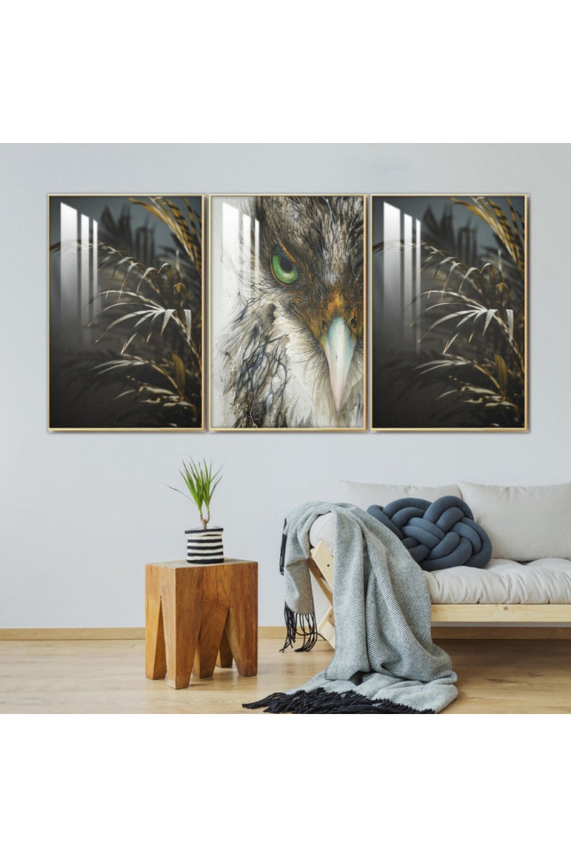 Marktna Three wooden wall painting with a frame and a clear acrylic layer - Image 1