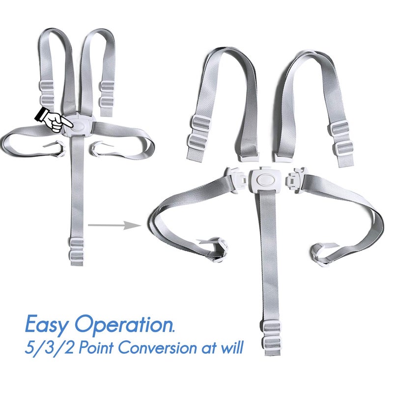 ZARPMA High Chair Security Straps, Replacement 5 Point Children Safety Harness Convertible Straps for High Chair/Pram/Buggy/Kid Pushchair - Image 4