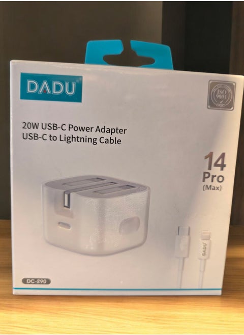 DADU DC-346 20W PD Charger with USB-C to Lightning Cable - Complete Charger Compatible with iPhones Supporting Fast Charging