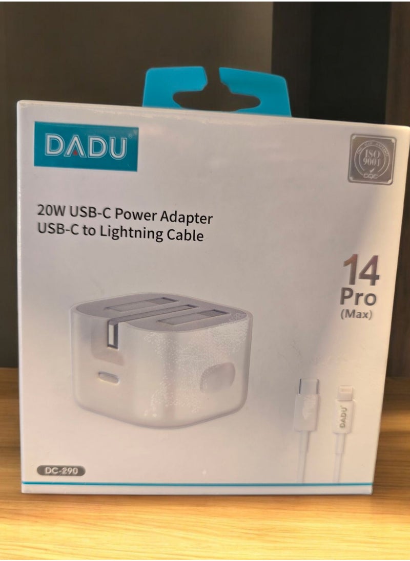DADU DC-346 20W PD Charger with USB-C to Lightning Cable - Complete Charger Compatible with iPhones Supporting Fast Charging