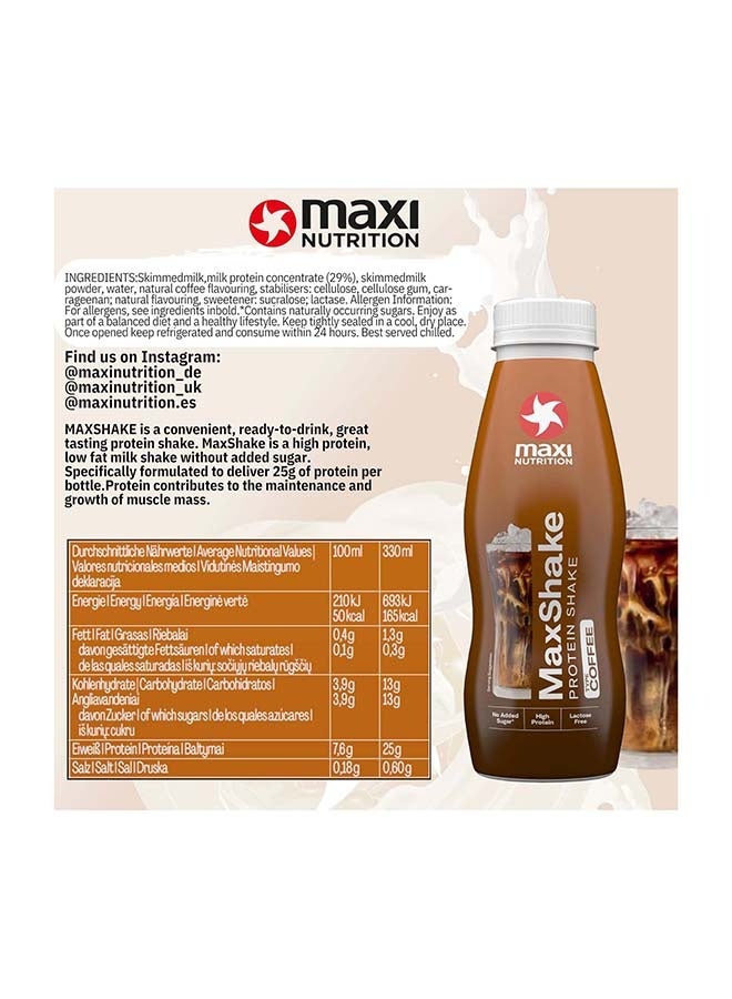 Maxi Nutrition MaxShake Protein Shake | Coffee Flavour | 25g of High-Protein | Lactose Free, No Added Sugar & Artifitial Colour |  330ml - Image 5