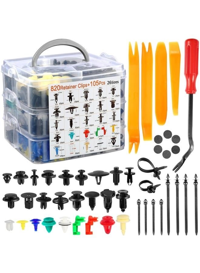 Generic 925Pcs Car per Retainer Clips Plastic Rivets Fasteners Tailgate Handle Rod Clip, 26 Most Popular Sizes Auto Push Pin  - Image 1