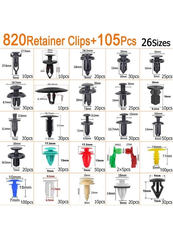 Generic 925Pcs Car per Retainer Clips Plastic Rivets Fasteners Tailgate Handle Rod Clip, 26 Most Popular Sizes Auto Push Pin  - Image 3
