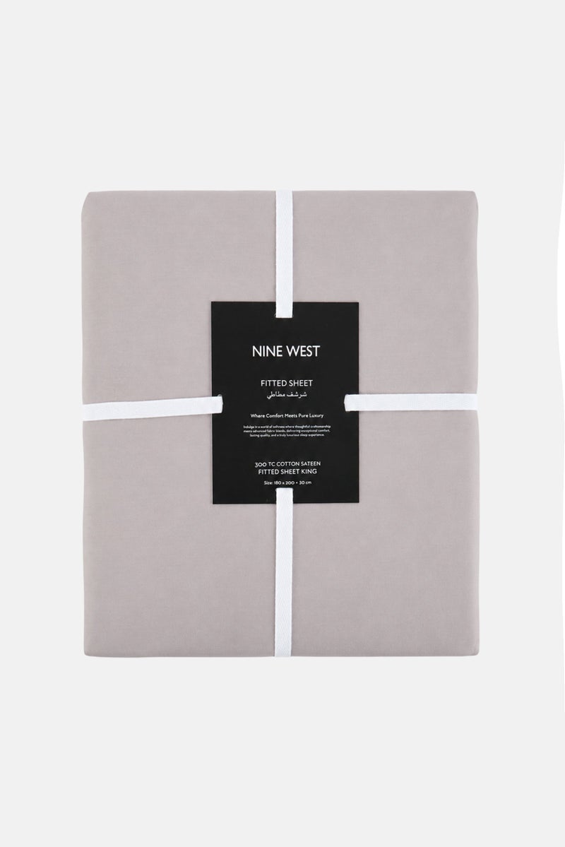 NINE WEST King Size Fitted Sheet, Taupe - Image 1