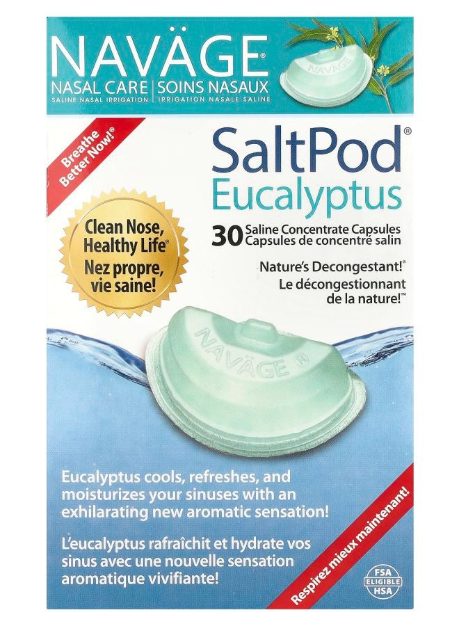 Navage Nasal Care Saline Nasal Irrigation SaltPod Eucalyptus 30 Saline Concentrate Capsules