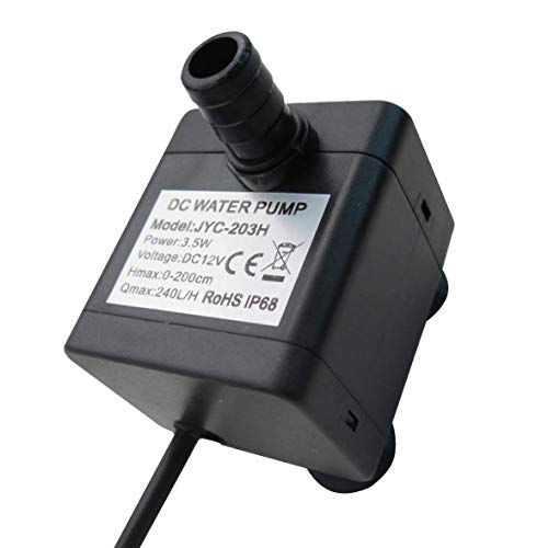 SENSTREE 52 GPH (200L/H, 3.5W) Submersible Water Pump, DC 12V Ultra Quiet Fountain Pump, 4.9ft High Lift Mini Brushless Pump with 1.4m (4.59ft) Power Cord for Fish Tank, Pond, Aquarium Auto Top Off - Image 1