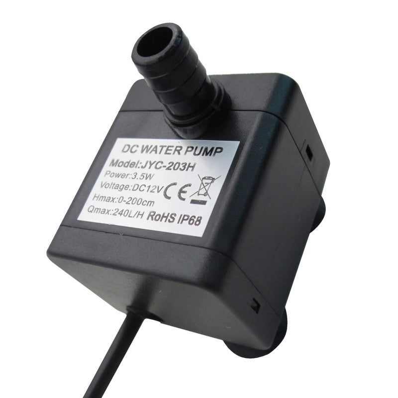 SENSTREE 52 GPH (200L/H, 3.5W) Submersible Water Pump, DC 12V Ultra Quiet Fountain Pump, 4.9ft High Lift Mini Brushless Pump with 1.4m (4.59ft) Power Cord for Fish Tank, Pond, Aquarium Auto Top Off - Image 5