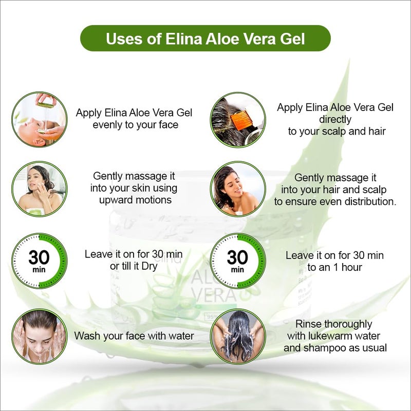 Elina Multipurpose Vitamin e beads Aloe Vera Gel Natural Organic Aloe Vera Gel for Face Skin Hair Body Care Moisturizer Cream for Soft Skin Alovera Gel for Face Cream 500ml - Image 4