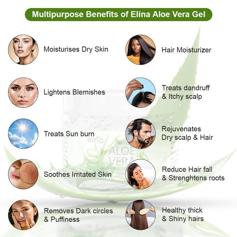 Elina Multipurpose Vitamin e beads Aloe Vera Gel Natural Organic Aloe Vera Gel for Face Skin Hair Body Care Moisturizer Cream for Soft Skin Alovera Gel for Face Cream 500ml - Image 3