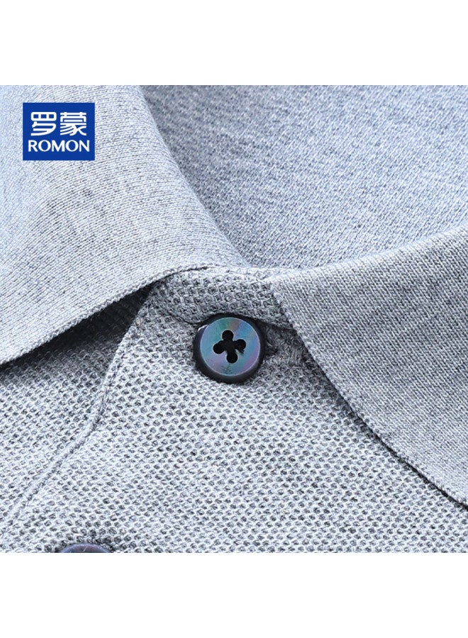 Romon 100% Cotton Long Sleeve Polo Shirt Men Autumn Winter Double-sided Mercerized Cotton Casual Loose Fit Base Shirt Men