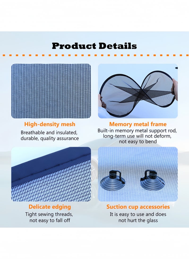 GGEROU 5 Pack Car Side Window Sunshades, Foldable Car Sunshade, Universal Car Sun Mesh Blind Rear Window UV Protector Sun Shade - Image 4