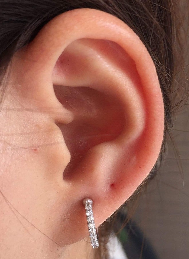 Izpack Small Hoop Cubic Zirconia Huggie Clip On Earrings Ear Cuffs for Non Pierced Ears Cartilage - Image 2