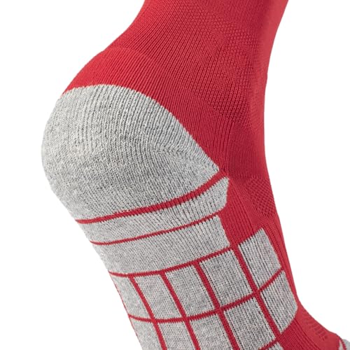 CWVLC Mens Soccer Softball Socks 1 Pairs Football Sport Baseball Team Athletic Socks Knee High Long Tube Cotton Arch Ankle Compression Socks Red Large - Image 3