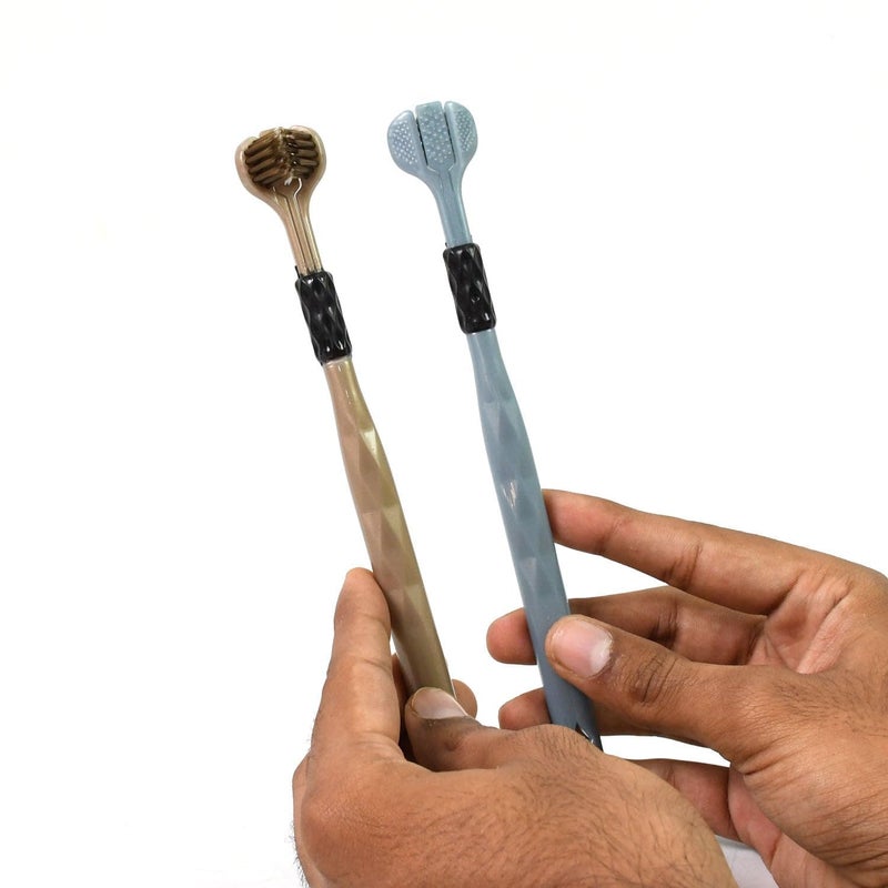 WROPZO 3-Sided Toothbrush with Soft Bristles, Complete Teeth and Gum Cleaning, Set of 2 - Image 1