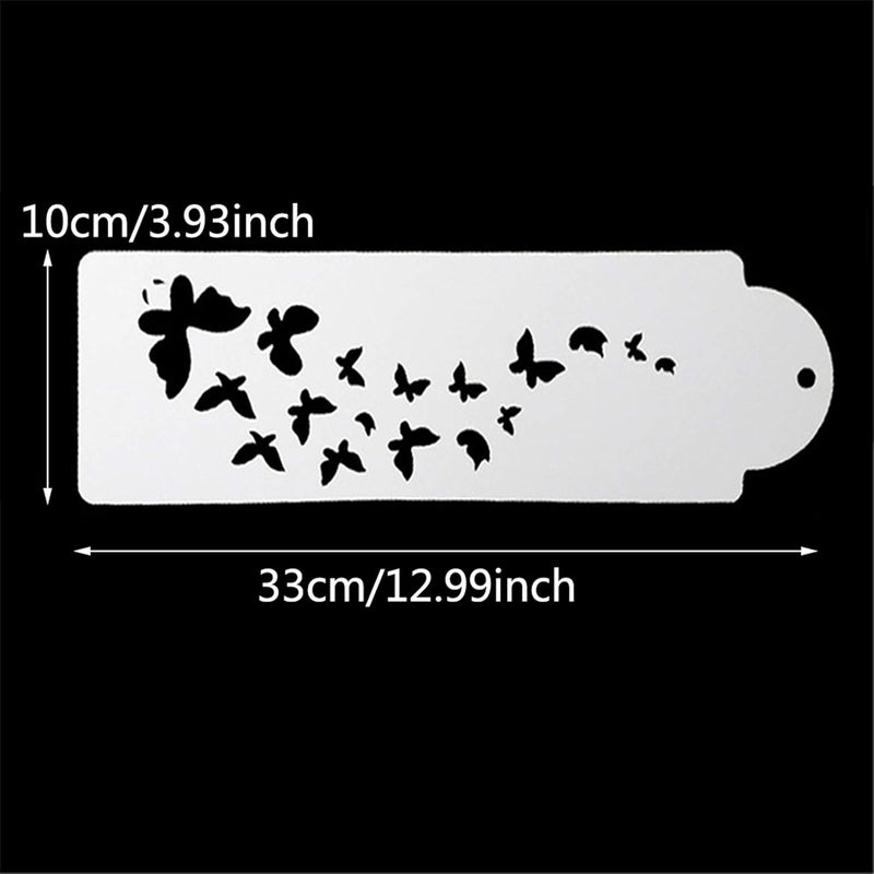 FVVMEED 2 Pieces Butterfly Art Cake Stencil Decorating Template Powdered Sugar Sieve Molds Set Wedding Cake Decorative Flower Edge Molding Baking Tool,Cake Lace Decoration Stencils Plastic Molds - Image 3