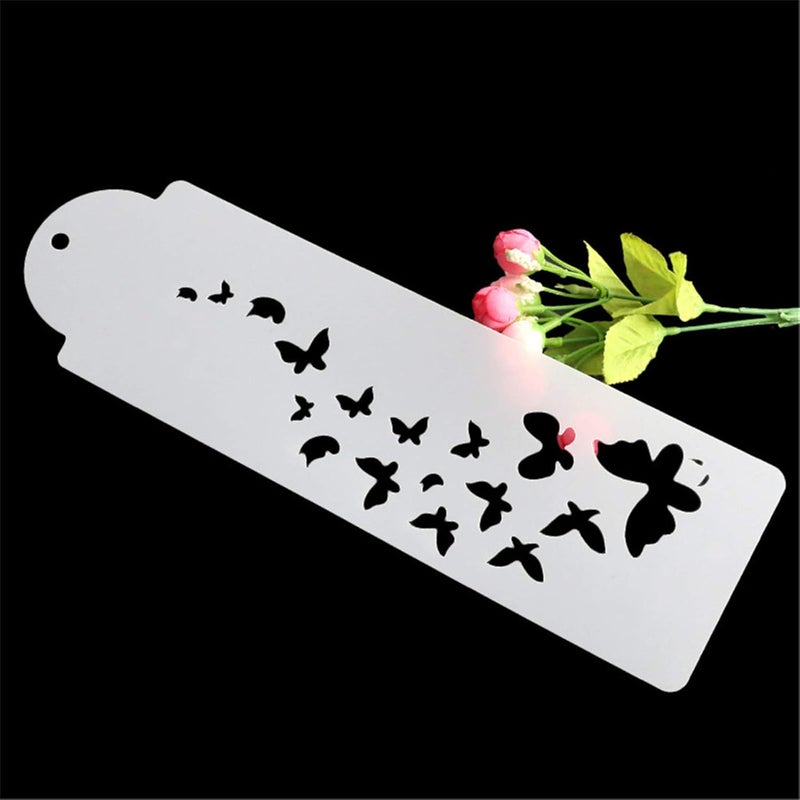 FVVMEED 2 Pieces Butterfly Art Cake Stencil Decorating Template Powdered Sugar Sieve Molds Set Wedding Cake Decorative Flower Edge Molding Baking Tool,Cake Lace Decoration Stencils Plastic Molds - Image 5