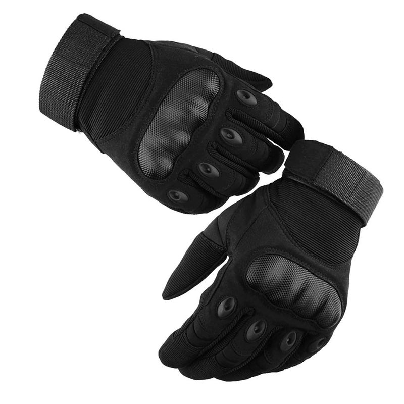Motorcycle Gloves Full Finger Touchscreen Racing Gloves Bike Camping Climbing Hiking Outdoor Sports Riding Gloves Carbon Fiber Protective Hard Knuckles Model Black M