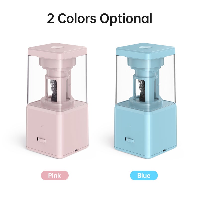 Electric Pencil Sharpener: Pink, 2000mAh Battery, 5-Second Fast Sharpening - Auto-Stop Auto-Eject, 3 Sharpness Settings Colored Pencil Sharpener for Home, Artists & Students - Image 2