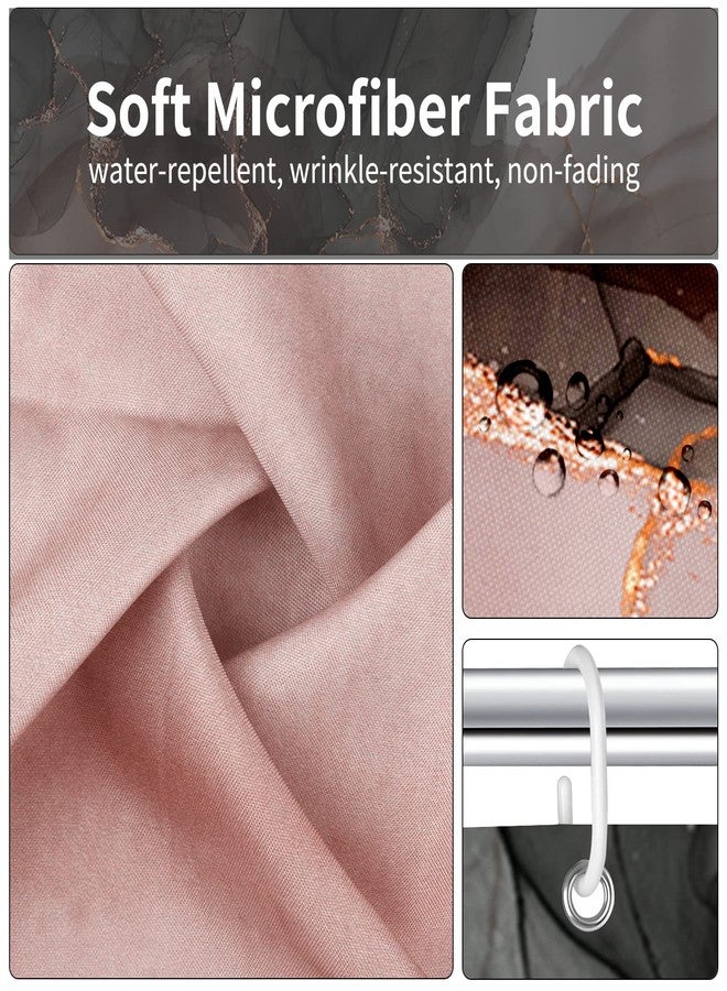 Seorsok Pink Gold Marble Shower Curtain,Marble Luxury Gradient Gold Black Shower Curtain for Bathroom Decor Art Watercolor Paint Texture, Waterproof Washable Fabric Bath Curtain 72x72 Inches - Image 5