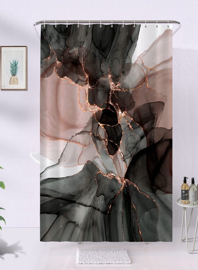 Seorsok Pink Gold Marble Shower Curtain,Marble Luxury Gradient Gold Black Shower Curtain for Bathroom Decor Art Watercolor Paint Texture, Waterproof Washable Fabric Bath Curtain 72x72 Inches - Image 3
