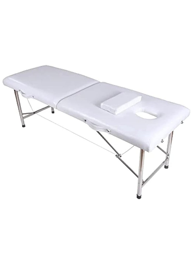 brunson Portable Massage Bed Foldable Massage Tables with Pillow SPA Bed with Stainless Steel Frame 2 Fold Black for SPA Salon Tattoo Massage Therapeutic Treatment Massage Table Adjustable Table 180cm Long 70cm Wide 2 Fold PU Portable Salon Massage Bed  - Image 1
