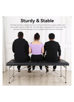 brunson Portable Massage Bed Foldable Massage Tables with Pillow SPA Bed with Stainless Steel Frame 2 Fold Black for SPA Salon Tattoo Massage Therapeutic Treatment Massage Table Adjustable Table 180cm Long 70cm Wide 2 Fold PU Portable Salon Massage Bed  - Image 2