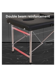 brunson Portable Massage Bed Foldable Massage Tables with Pillow SPA Bed with Stainless Steel Frame 2 Fold Black for SPA Salon Tattoo Massage Therapeutic Treatment Massage Table Adjustable Table 180cm Long 70cm Wide 2 Fold PU Portable Salon Massage Bed  - Image 5